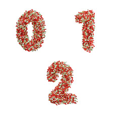 3d rendering of Medical pill capital letter alphabet - digits 0-2