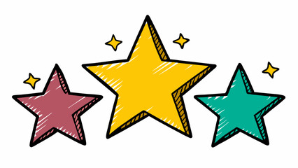 Hand-drawn simple figures of 3 stars.
