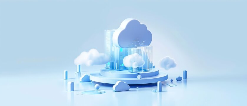 Cloud platform storage featuring crisp blue accents and a recognizable cloud icon