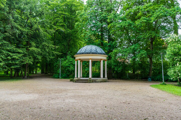 Bayreuth, Germany - May 18 2024: The sun temple at the courtyard garden of the New Palace in Bayreuth