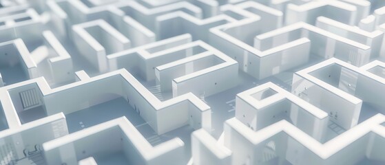 labyrinth of intricate white concrete, shrouded in mystery, invites exploration into its enigmatic depths