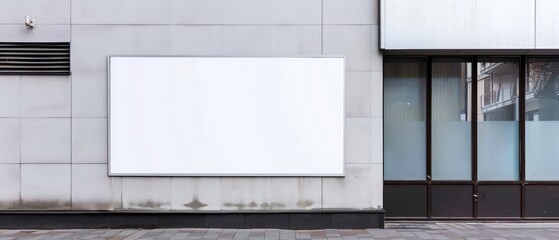 white landscape banner mockup, metallic support frame