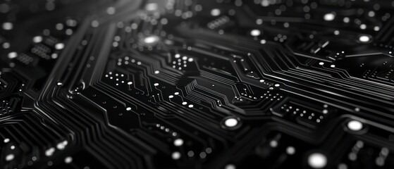 black backdrop, a technical illustration portrays circuits and concentric circles, representing the digital realm's complexity