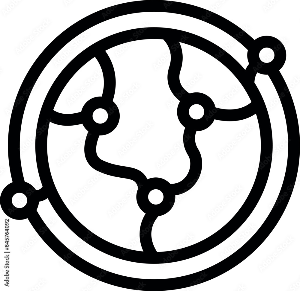 Poster simple icon of a globe with lines connecting different continents, representing global communication