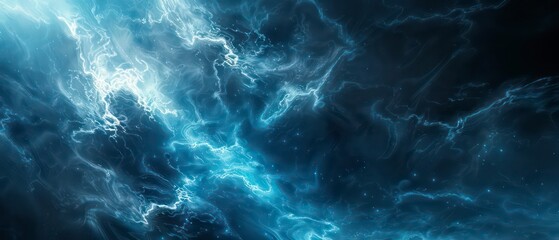 Fluid cyan beams intersect, vibrant against blackness, dynamic and dramatic, like cosmic action sequences in space