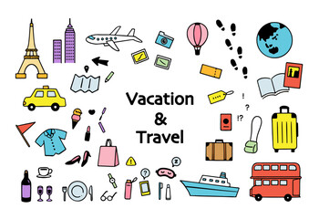 シンプルな旅行イラストセット_02