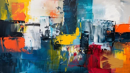 Plexiglas schilderij Abstracte kunst An oversized canvas print of an abstract expressionist painting, with bold strokes and splashes of color that evoke emotion and creativity  © Artful Whisper