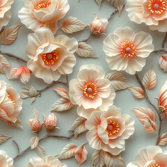 Seamless floral pattern with flowers on summer background, watercolor illustration. Template design for textiles, interior, clothes, wallpaper