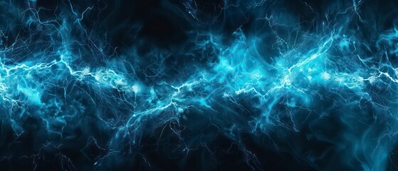 Fototapeta na wymiar dynamic blue electricity splash surges against a dramatic black backdrop, evoking energy and power