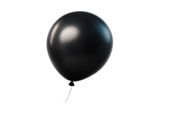 Black balloon isolated on transparent background cutout