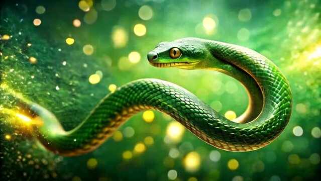 A cute green Wooden Snake. Green Tree Snake. Year 2025. Year of the snake, horoscope, symbol of the year