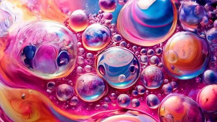 fluid art vertical background, kaleidoscope of neon bubbles, a concept for festive themes and creative design projects with colored flying bubbles - Powered by Adobe