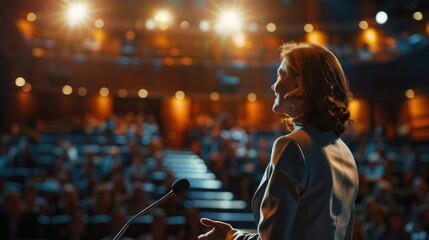 Fototapeta premium A beautiful businesswoman seeking her colleagues input while delivering a speech at a seminar.