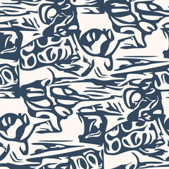 Black and white pattern with doodle style. Vector