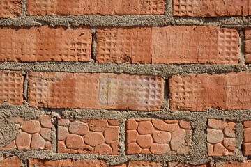 Vintage Rustic Brick Wall with Textured Surface, Weathered Patterns and Aged Architecture
