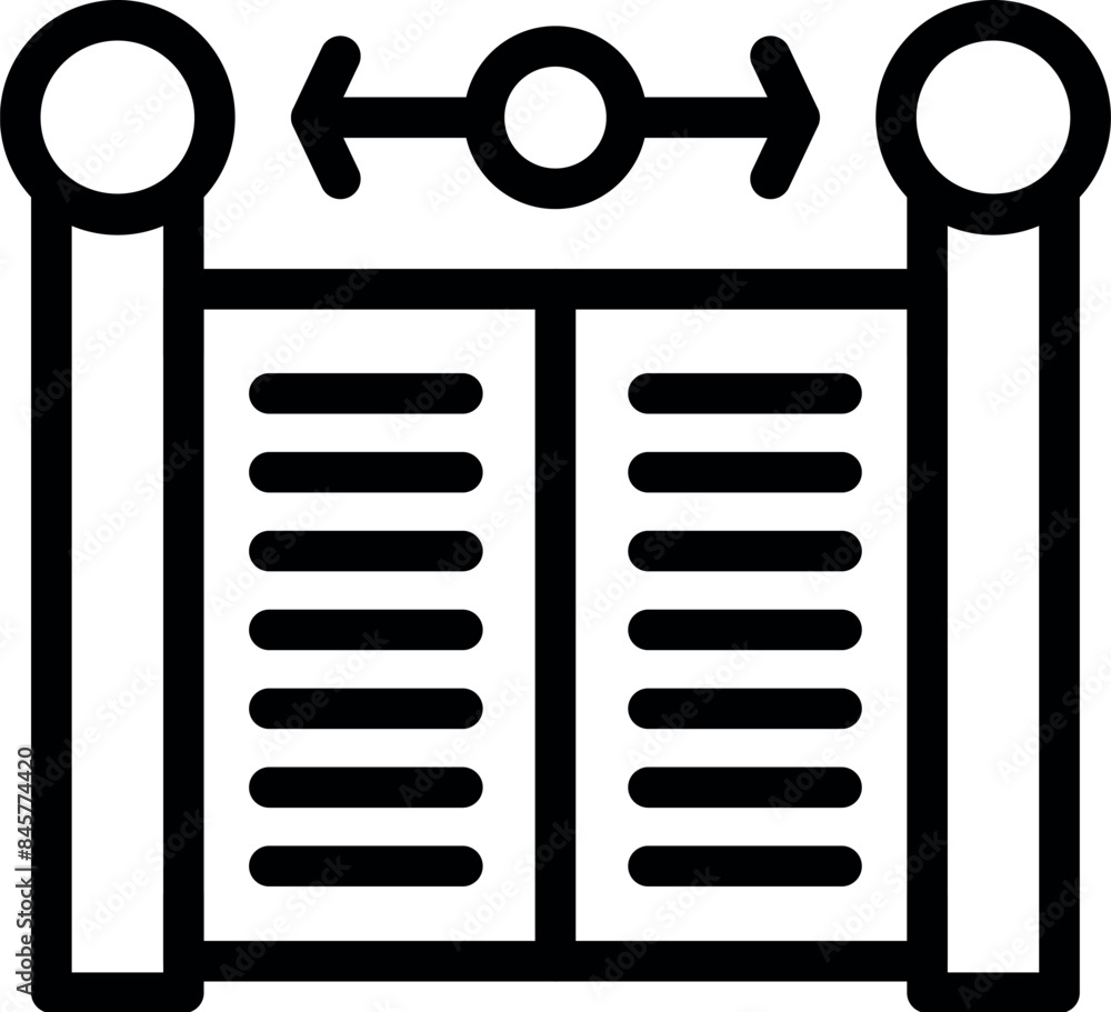 Poster automatic sliding gate closing and opening with arrows pointing in both directions