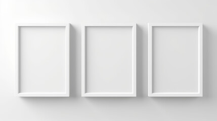 Modern Triple Canvas Frame Mockup in White with Natural Lighting: Great for Presenting Illustrations, Elegant Decor, and Artworks