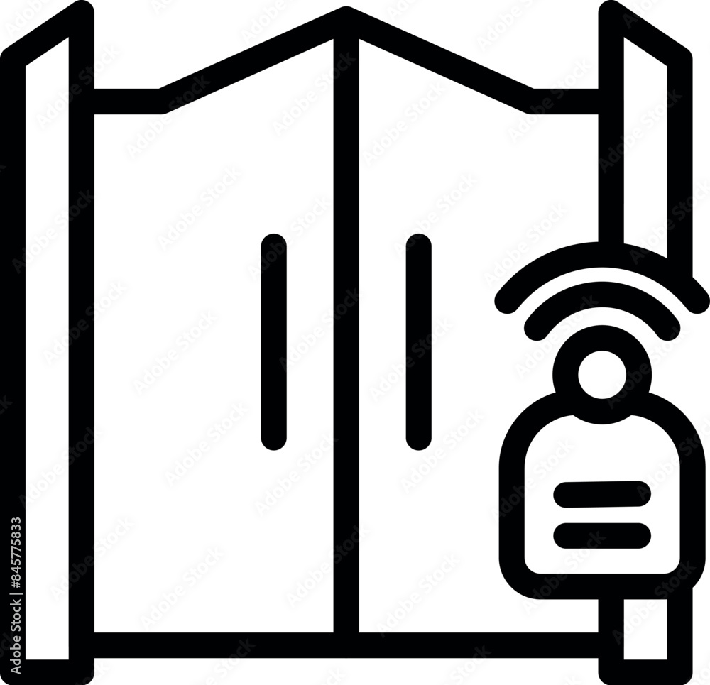 Poster security personnel is opening a gate with an automatic system for a person requesting access