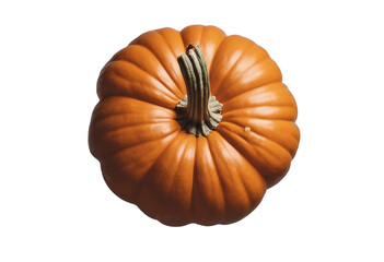 Orange pumpkin top view isolated on transparent background cutout