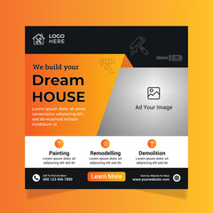 Plumbing service social media post template, Web banner template