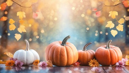 pumpkins and autumn leaves