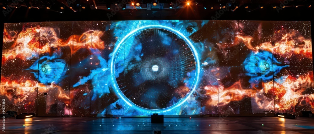 Aufkleber dynamic visuals on the screen capture the essence of a club atmosphere, blending abstract shapes and