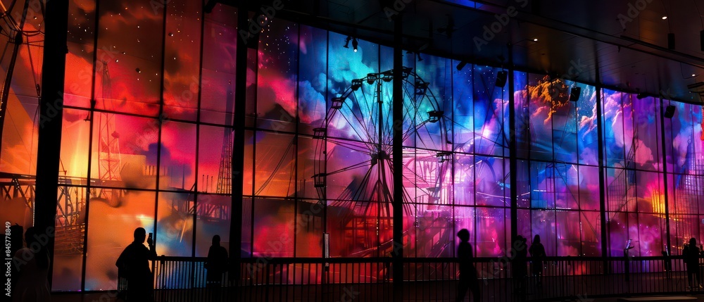 Aufkleber dynamic visuals on the screen capture the essence of a club atmosphere, blending abstract shapes and