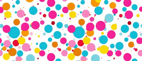 dots in lively randomly scattered, bright colors come together to form a playful and cheerful background