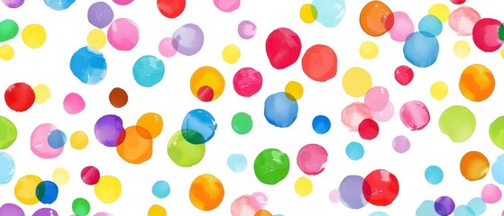 dots in lively randomly scattered, bright colors come together to form a playful and cheerful background