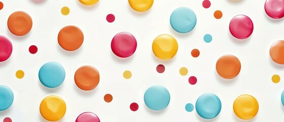dots in lively randomly scattered, bright colors come together to form a playful and cheerful background