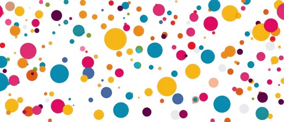 dots in lively randomly scattered, bright colors come together to form a playful and cheerful background