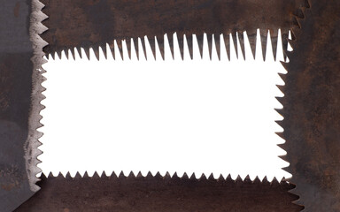 iron saw teeth frame isolated on white background