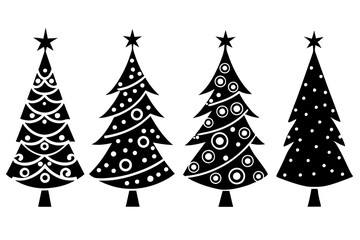 4-set Christmas tree vector illustration