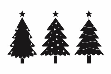 4-set Christmas tree vector illustration