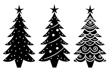 4-set Christmas tree vector illustration