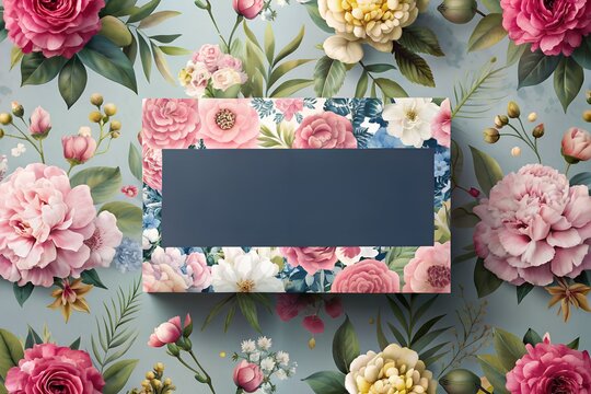 Elegant blank business card on floral backdrop