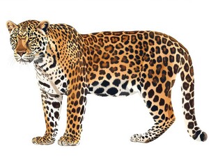 Fototapeta premium Leopard Illustration. Hand-drawn Wild Cat Element isolated on White Background