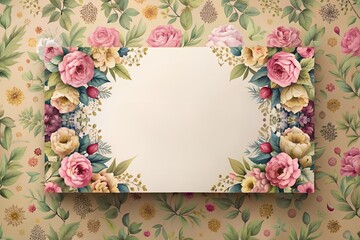 Elegant blank business card on floral backdrop