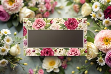 Elegant blank business card on floral backdrop