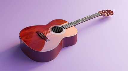 Fototapeta premium Acoustic guitar on purple isolated background