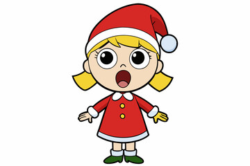 little girl singing in Christmas vector illustration