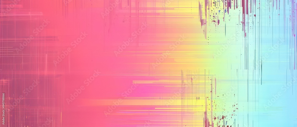 Poster gradient and complimentary colors with solid glitch patterns, holographic art