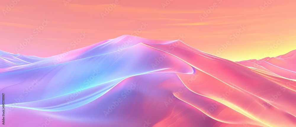 Poster gradient and complimentary colors with solid glitch patterns, holographic art