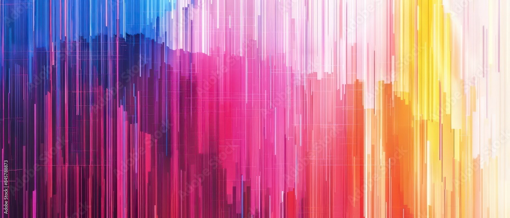 Poster gradient and complimentary colors with solid glitch patterns, holographic art