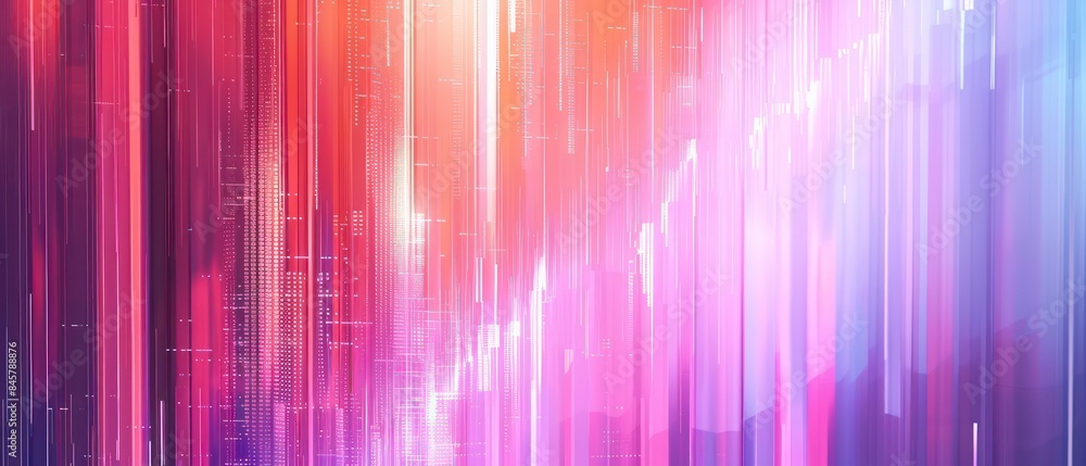 Poster gradient and complimentary colors with solid glitch patterns, holographic art