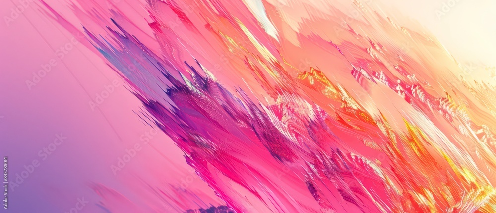 Poster gradient and complimentary colors with solid glitch patterns, holographic art