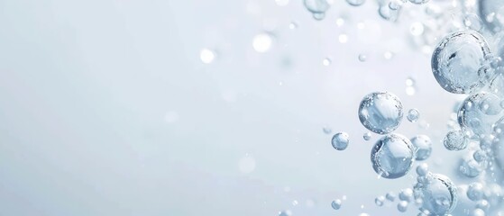 Water and air bubbles float gracefully over a pristine white background, creating a fresh, clean look