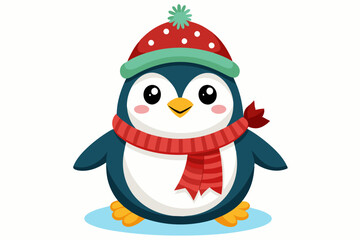  cute Christmas penguin character vector illustration