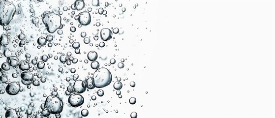 Water and air bubbles float gracefully over a pristine white background, creating a fresh, clean look