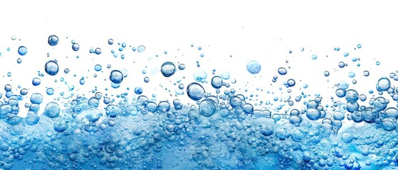 Water and air bubbles float gracefully over a pristine white background, creating a fresh, clean look